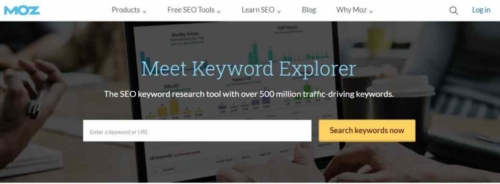 Moz’s Keyword Explorer is another great (and free) keyword research tool. 